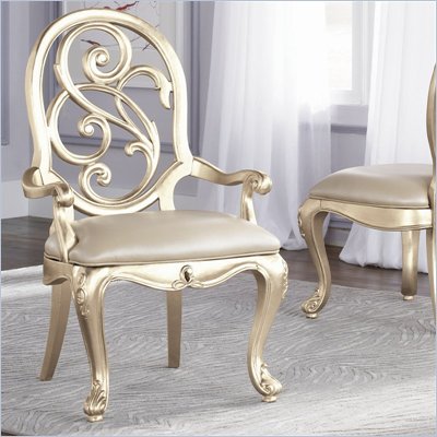 American Drew Jessica McClintock Couture Splat Back Arm Chair in Silver Leaf