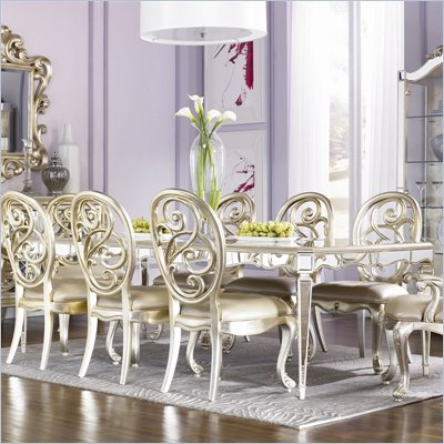American Drew Jessica McClintock Couture Formal Dining Table in Silver Leaf