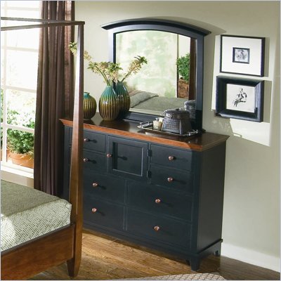 American Drew Sterling Pointe Vertical Mirror and Dresser Set in Black