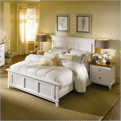 American Drew Sterling Pointe Off-White Wood Panel Bed 2 Piece Bedroom Set