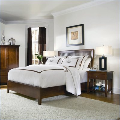 American Drew Sterling Pointe Wood Slat Bed 2 Piece Bedroom Set in Cherry Finish