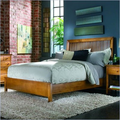 American Drew Sterling Pointe Slat Bed in Maple Finish