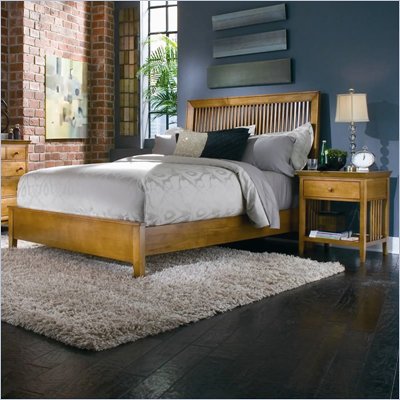 American Drew Sterling Pointe Wood Slat Bed 2 Piece Bedroom Set in Maple Finish