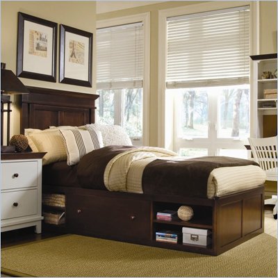 American Drew Sterling Pointe Wood Storage Platform Bed in Cherry 3 Piece Bedroom Set