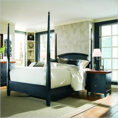 American Drew Sterling Pointe Black Wood Poster Bed 3 Piece Bedroom Set