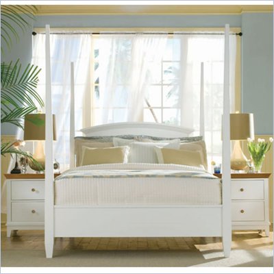 American Drew Sterling Pointe Poster Bed in Off-White Finish
