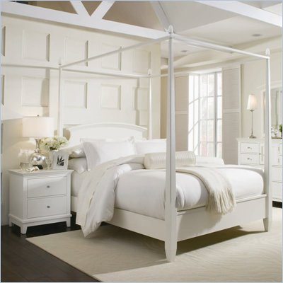 American Drew Sterling Pointe Off-White Wood Poster Bed 3 Piece Bedroom Set