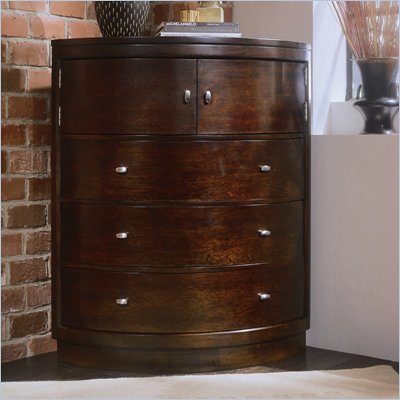 American Drew Tribecca 3 Drawer Corner Chest in Root Beer Finish