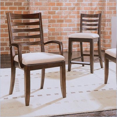 American Drew Tribecca Splat Back Fabric Casual Arm Chair in Root Beer Finish