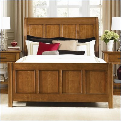 American Drew Valley Sleigh Bed in Honey Brown Finish