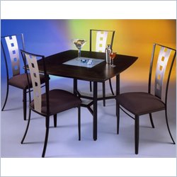 Pastel Furniture 48" Square with Frosted Glass Insert Dining Table Set