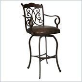Pastel Furniture Athena Rust 30'' Swivel Arm Bar Stool in Florentine Coffee