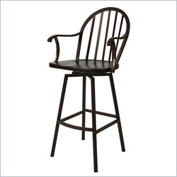 Pastel Furniture Windsor Rust 26'' Swivel Arm Counter Stool in Walnut
