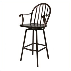 Pastel Furniture Windsor Rust 30'' Swivel Arm Bar Stool in Walnut