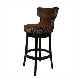 Pastel Furniture Augusta 26 Swivel Counter Stool in Feher Black-Wrangler with Leopard
