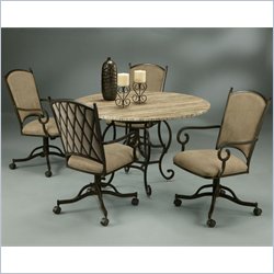 Pastel Furniture Atrium 5 Piece Travertine Elegant Dining Set