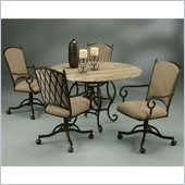 Pastel Furniture Atrium 5 Piece Travertine Elegant Dining Set