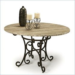 Pastel Furniture Magnolia Poly Travertine Dining Table in Autumn Rust