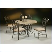 Pastel Furniture Magnolia Round Poly Travertine Dining Set