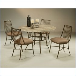 Pastel Furniture Victoria Round Poly Travertine Top Dining Set