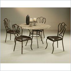 Pastel Furniture Oxford Poly Travertine Dining Set in Roletta Brown