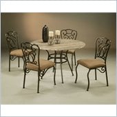 Pastel Furniture Vienna Poly Travertine Dining Set in Roletta Brown