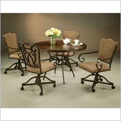 Pastel Furniture Vienna Hard Wood Caster Dining Set in Roletta Brown