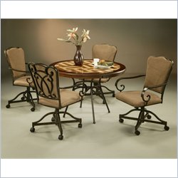 Pastel Furniture Vienna Travertine Caster Dining Set in Roletta Brown