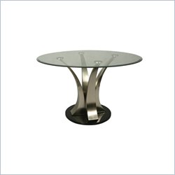 Pastel Furniture Zurich Round Bevel Glass Dining Table in Brush Steel