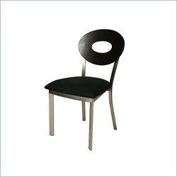 Pastel Furniture Zurich Suede Black Side Chair in Brush Steel