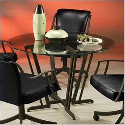 Pastel Furniture ZZ Round Bevel Glass Dining Table in Matte Black