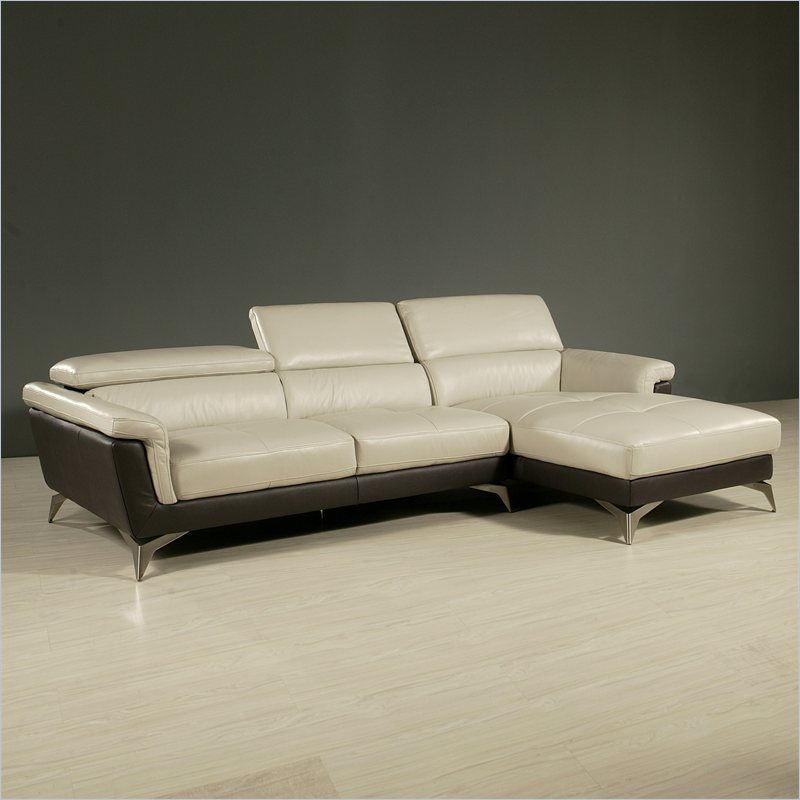Pastel Furniture Elloise Sectional in Top Grain Two Tone Leather