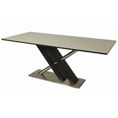 Pastel Furniture Charlize White Glass Top Dining Table in Wenge