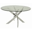 ADD TO YOUR SET: Pastel Furniture Fahrenheit Round Glass Top Dining Table in Chrome