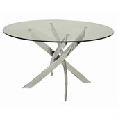 Pastel Furniture Fahrenheit Round Glass Top Dining Table in Chrome