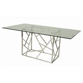 Pastel Furniture Firouzeh Rectangular Glass Top Dining Table in Steel