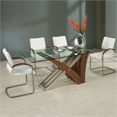 Pastel Furniture Akasha 5 Piece Dining Set in Ivory/Walnut