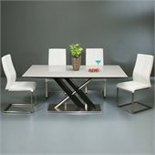 Pastel Furniture Charlize 5 Piece Dining Set w/ Olander Chairs