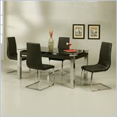 Pastel Furniture Monaco Black Glass 5 Piece Dining Set with Skyline Chairs