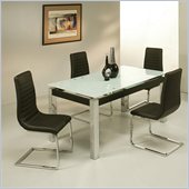 Pastel Furniture Monaco White Glass 5 Piece Dining Set with Skyline Chairs