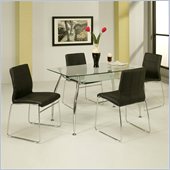 Pastel Furniture Roman 5 Piece Glass Top Dining Set in Black