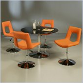 Pastel Furniture Sundance Black Glass 5 Piece Dining Set with Dublin Orange Chairs