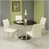 Pastel Furniture Sundance Black Glass 5 Piece Dining Set in Black and White