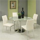 Pastel Furniture Sundance Frosted Glass 5 Piece Dining Set in White