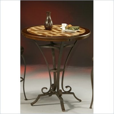 Pastel Furniture Athena 36" Round Travertine Pub Table in Autumn Rust