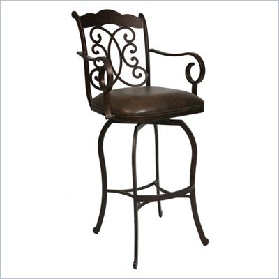 Pastel Furniture Athena Rust 30'' Swivel Arm Bar Stool in Florentine Coffee