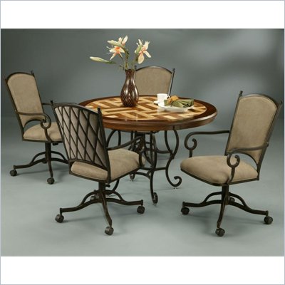 Pastel Furniture Atrium 5 Piece Travertine Elegant Dining Set