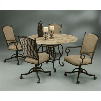 Pastel Furniture Atrium 5 Piece Travertine Elegant Dining Set