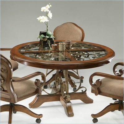 Pastel Furniture Carmel Round Casual Dining Table in Cosmo Sepia Finish
