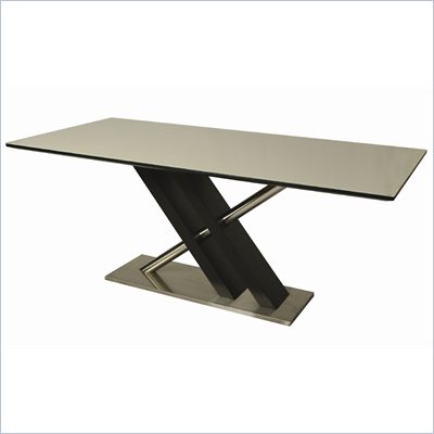 Pastel Furniture Charlize White Glass Top Dining Table in Wenge